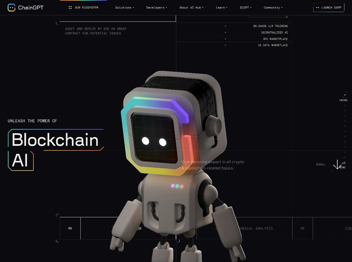 ChainGPT - Unleash The Power of Blockchain AI website preview by Sigma Software