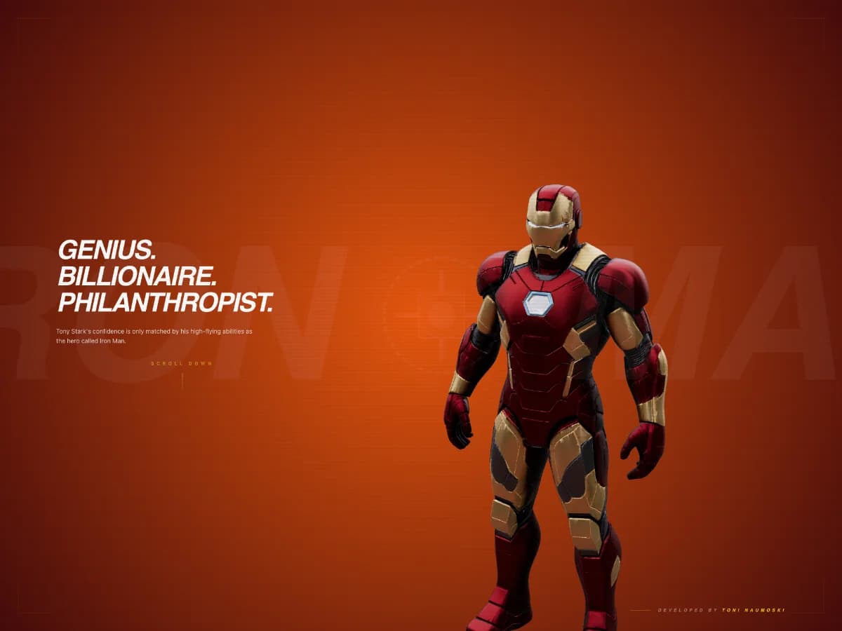 Iron Man Landing Page website preview by Toni Naumoski
