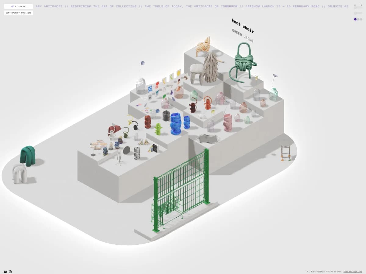 status co | contemporary artifacts website preview by Virtually Ever After