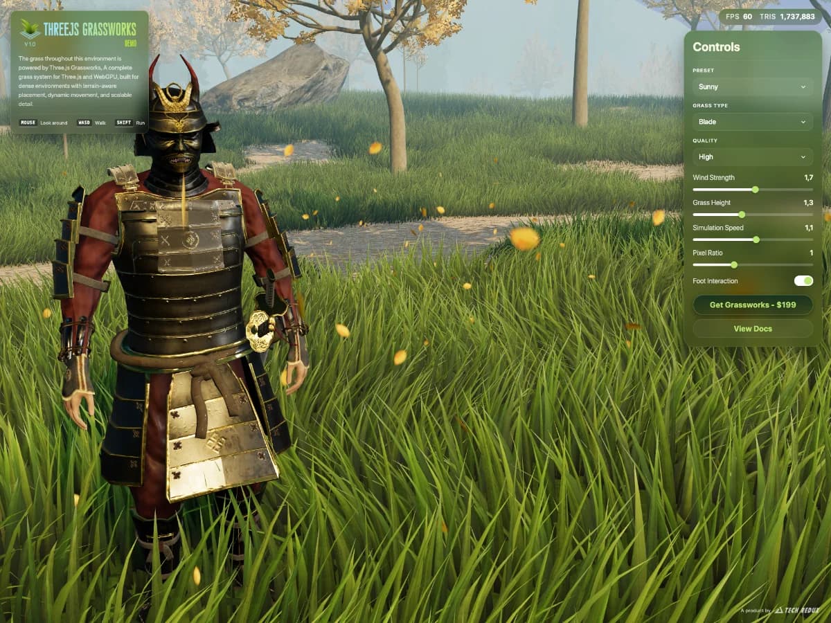 Three.js Grassworks Demo website preview by Muhammad Bilal Khan