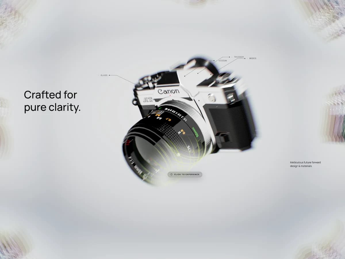 Camera 3D Experience website preview by PeachWeb