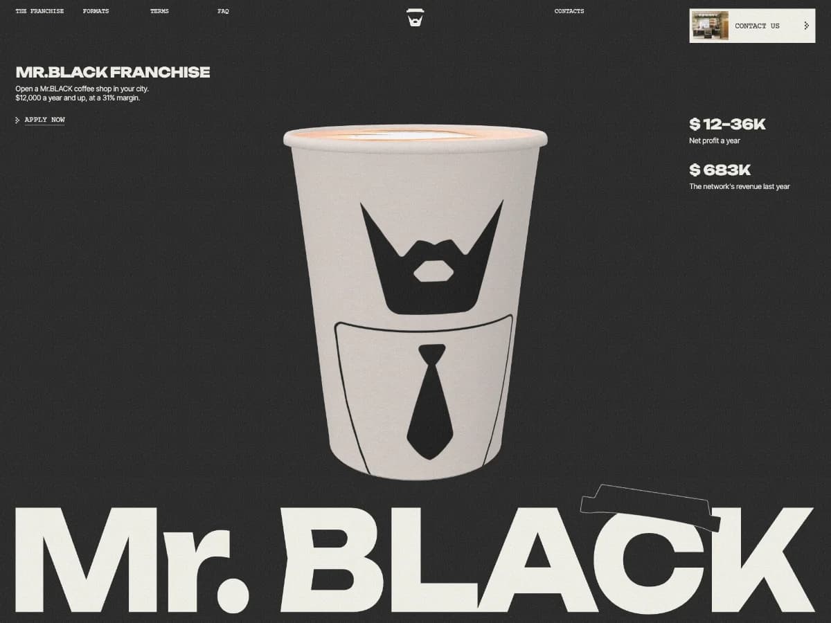 Mr.BLACK | Franchise website preview by Viktoria Cherniakova