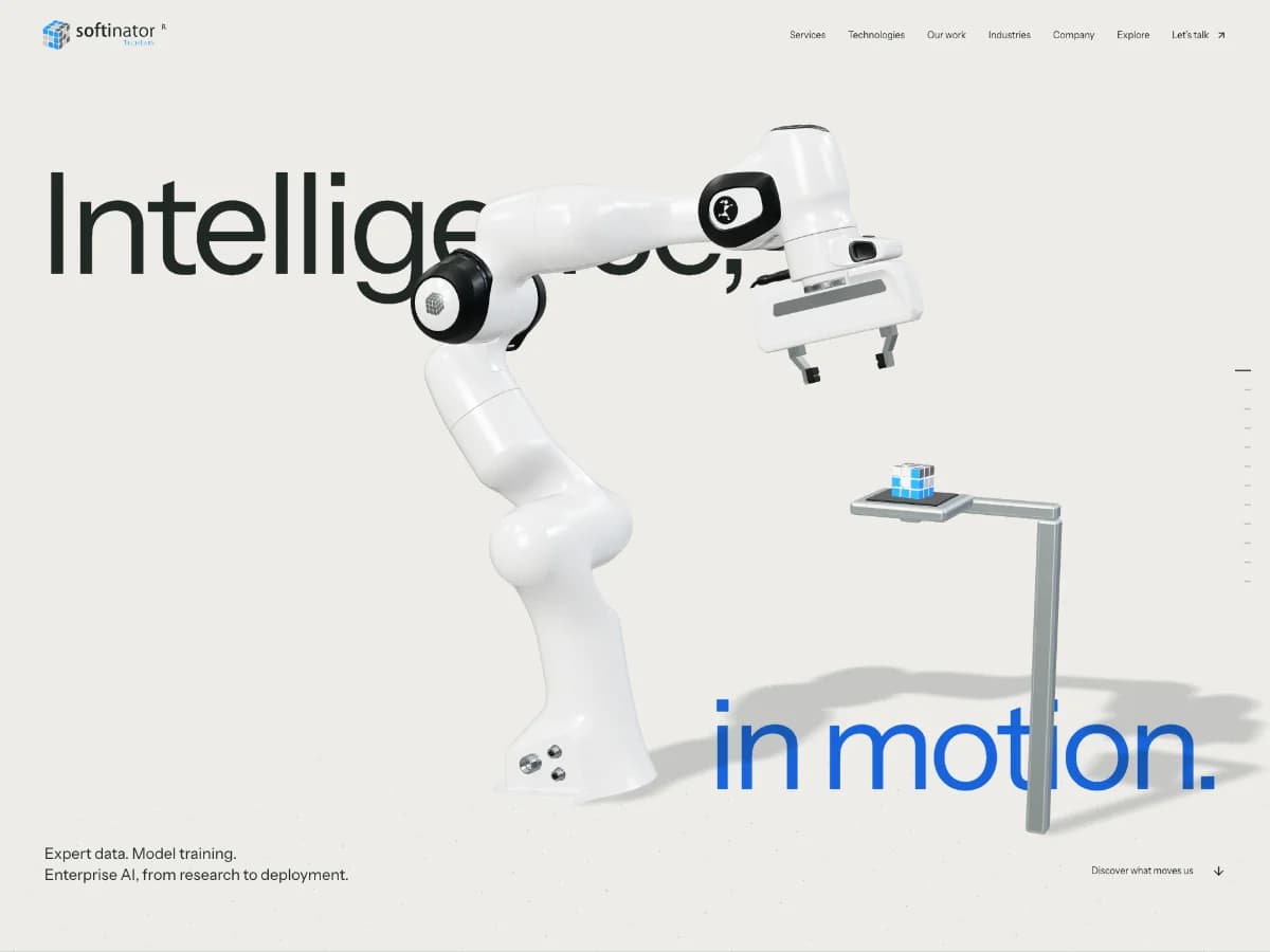 Agentic AI & Industrial Robotics | Softinator.ai website preview by Suyog Dixit