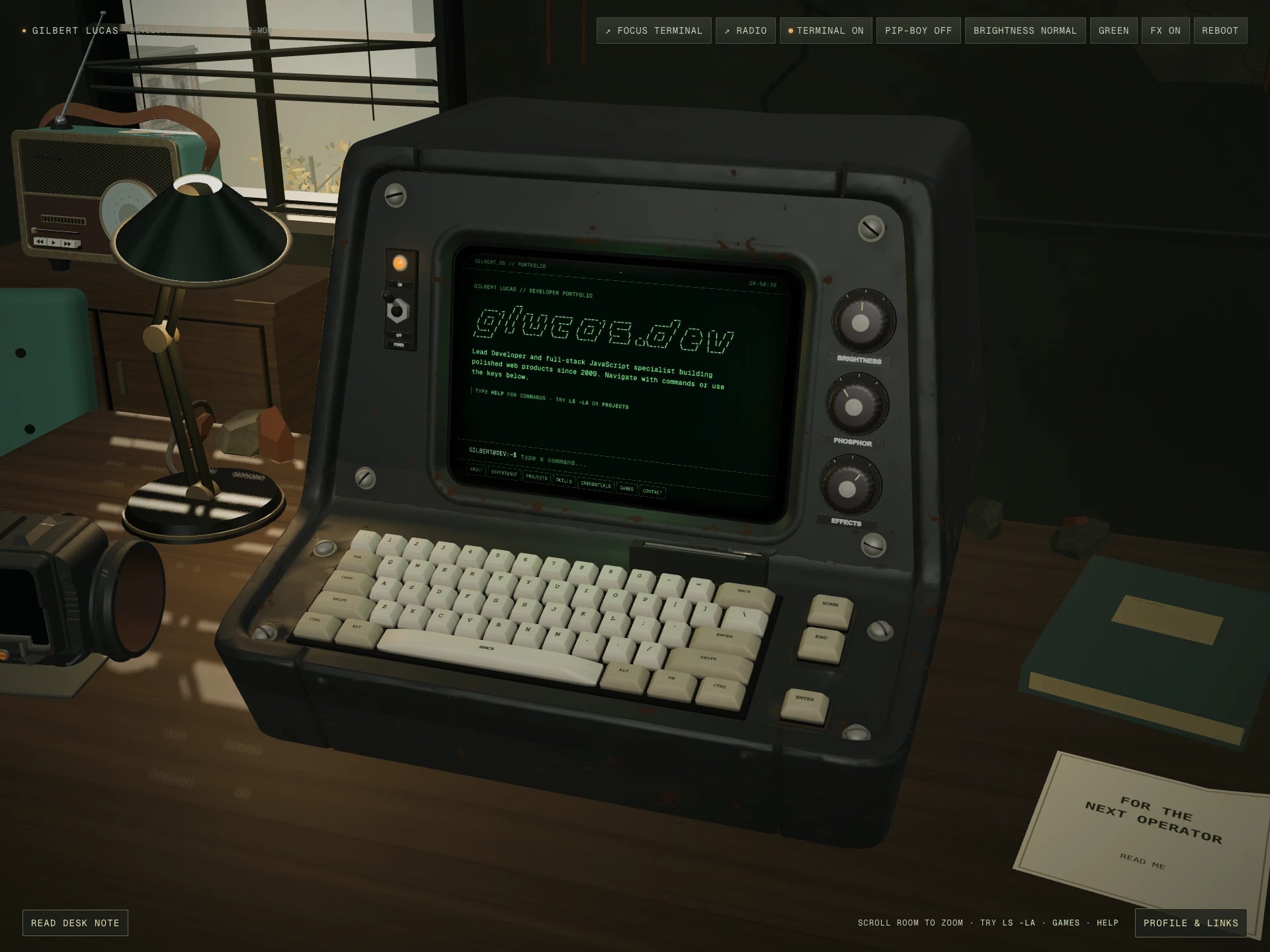glucas.dev — Interactive 3D Terminal Portfolio